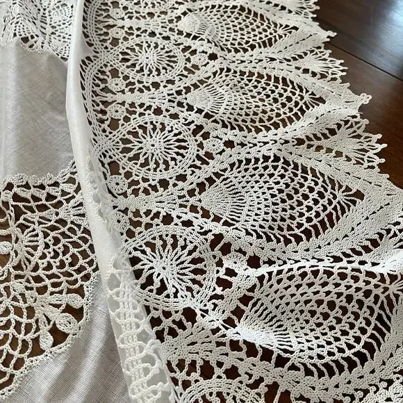 Lace Tablecloth Rectangle Home Party Dining Table Cover White 70"x52.5" - Picture 2 of 9